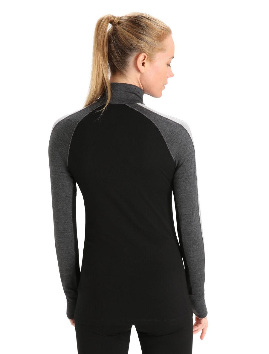 Base Layers Icebreaker 260 ZoneKnit™ Merino Long Sleeve Half Zip Damskie Czarne | PL 1067GSOL